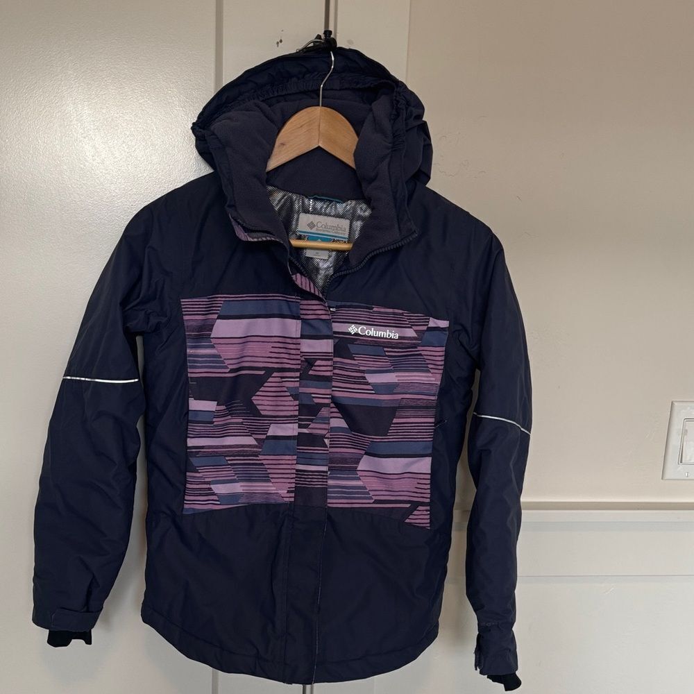 Columbia Blue Purple Patterned Omni-Heat Ski Outdoors Winter Jacket Size M 10/12